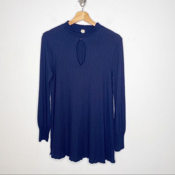 Free People Copa Banana Blue Ribbed Keyhole Tunic - Picture 9 of 11